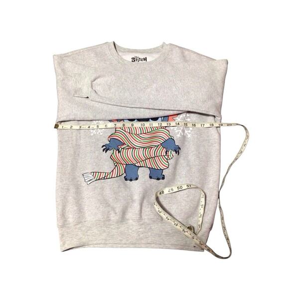 Disney Lilo & Stitch Christmas Women's Sweater Gray Cute Funny Gray Small - Picture 5 of 6